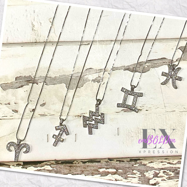 Zodiac Bling Necklace - Silver
