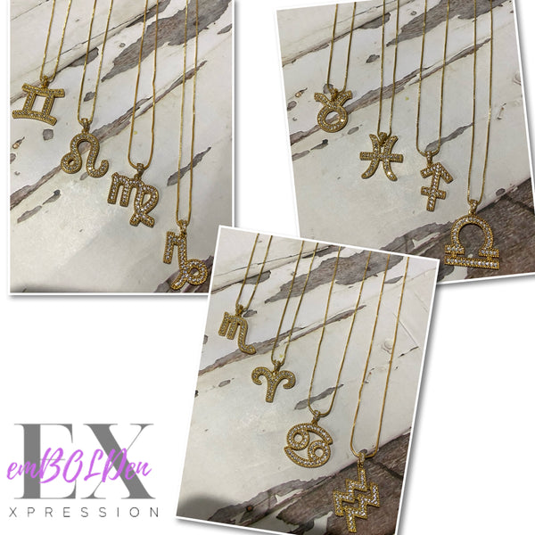 Zodiac Bling Necklace - Gold